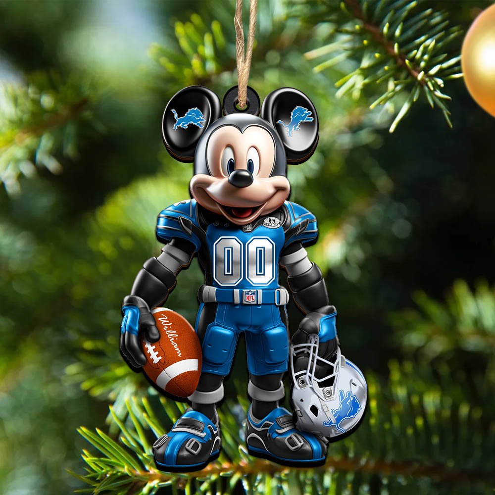 Detroit Lions 2 Layered Wooden Ornament 2024 Version Personalized Your Name And Number, Sport Ornament, Sport Gifts ETHY-52303