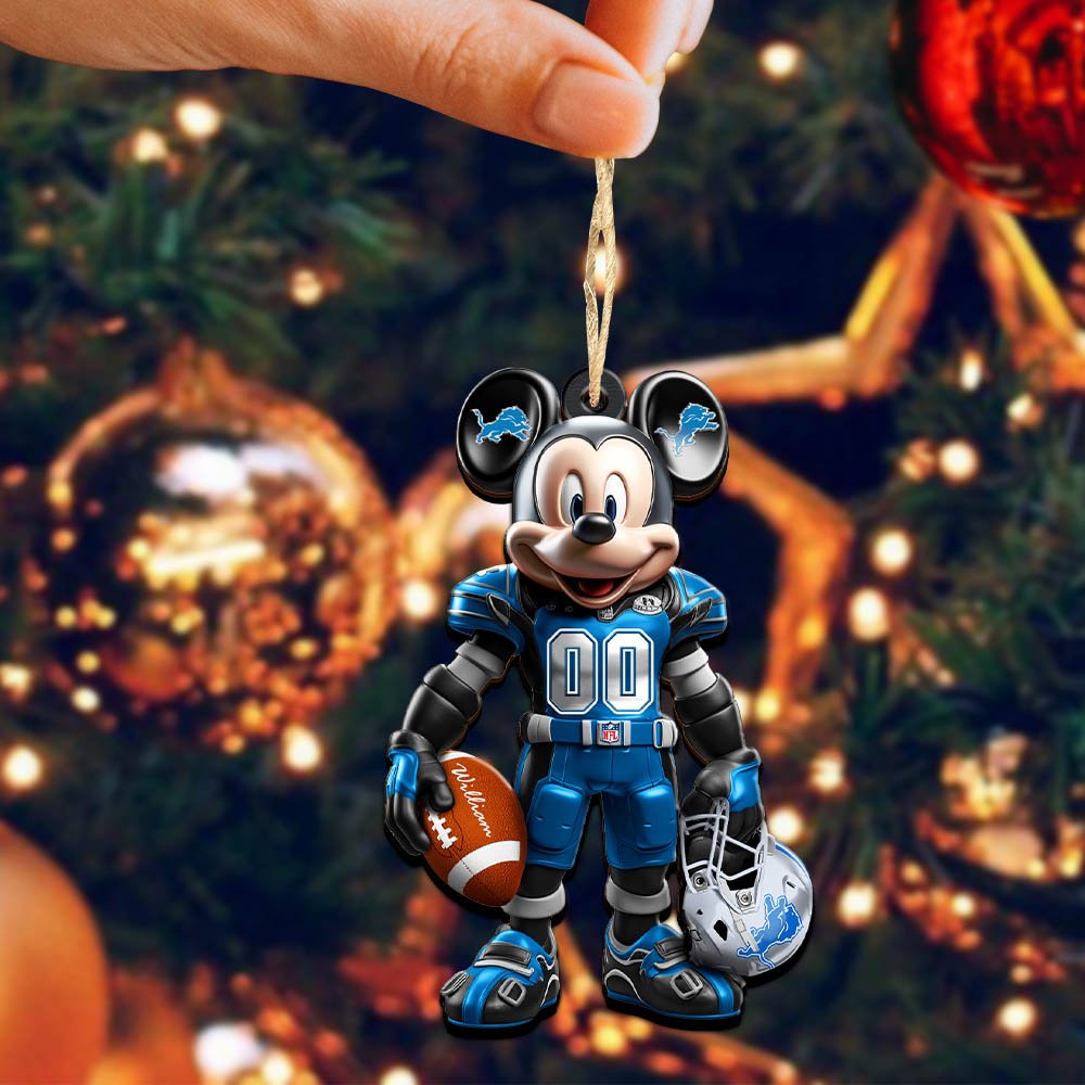 Alternative view of Detroit Lions 2 Layered Wooden Ornament 2024 Version Personalized Your Name And Number, Sport Ornament, Sport Gifts ETHY-52303