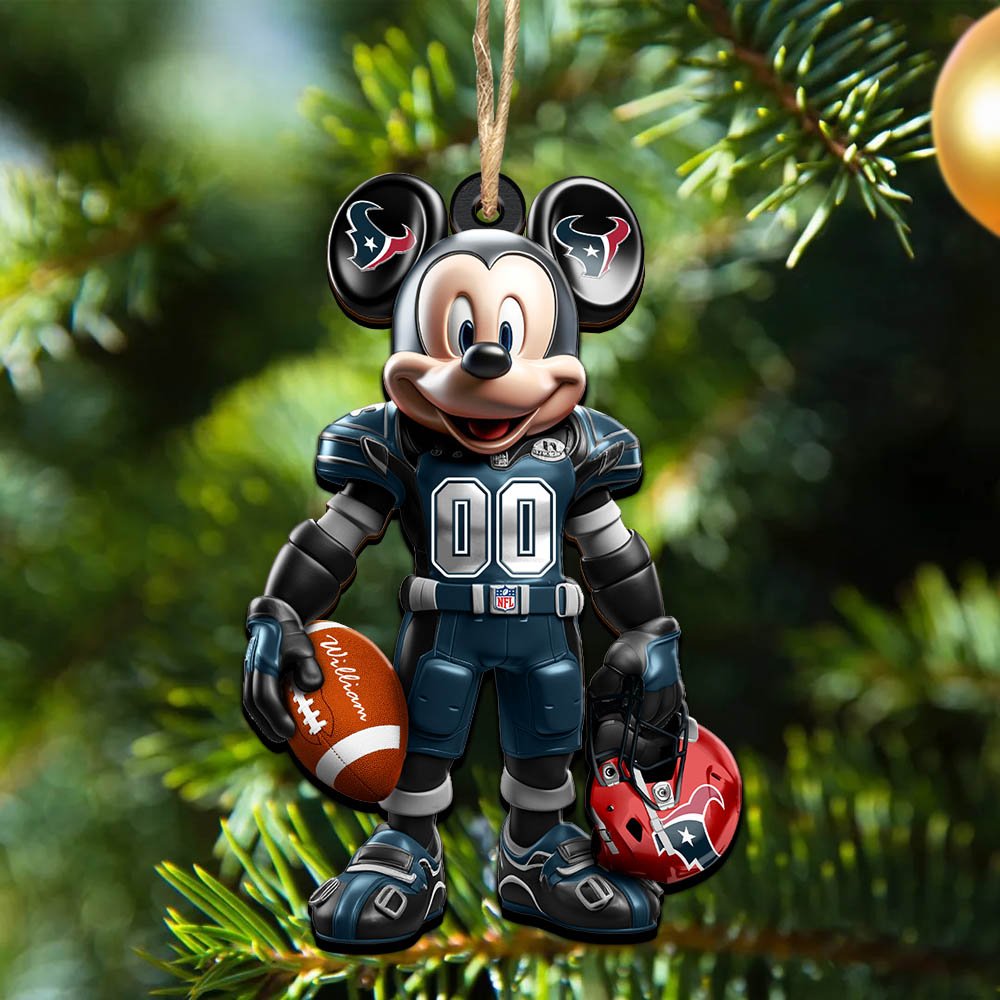 Houston Texans 2 Layered Wooden Ornament 2024 Version Personalized Your Name And Number, Sport Ornament, Sport Gifts ETHY-52303