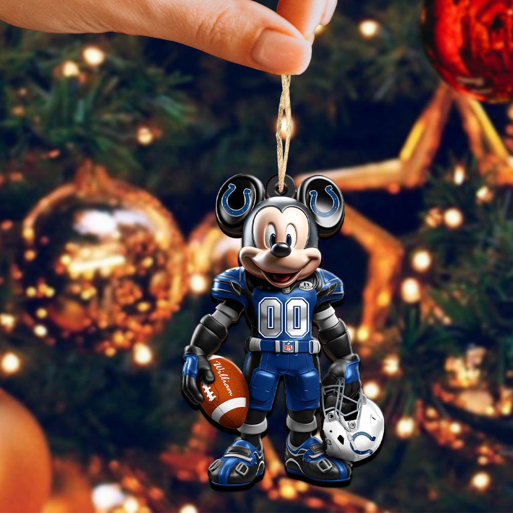 Alternative view of Indianapolis Colts 2 Layered Wooden Ornament 2024 Version Personalized Your Name And Number, Sport Ornament, Sport Gifts ETHY-52303