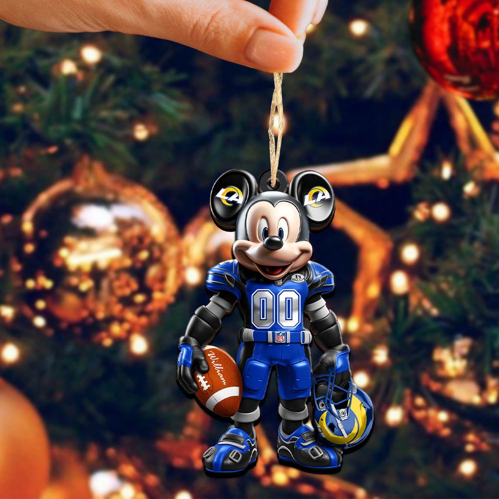 Alternative view of Los Angeles Rams 2 Layered Wooden Ornament 2024 Version Personalized Your Name And Number, Sport Ornament, Sport Gifts ETHY-52303