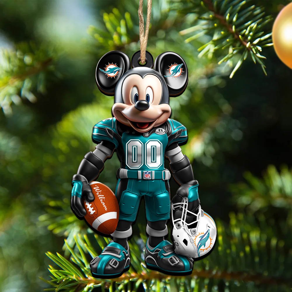 Miami Dolphins 2 Layered Wooden Ornament 2024 Version Personalized Your Name And Number, Sport Ornament, Sport Gifts ETHY-52303