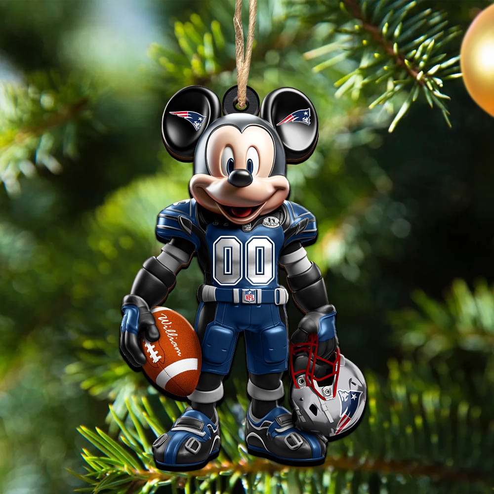 New England Patriots 2 Layered Wooden Ornament 2024 Version Personalized Your Name And Number, Sport Ornament, Sport Gifts ETHY-52303