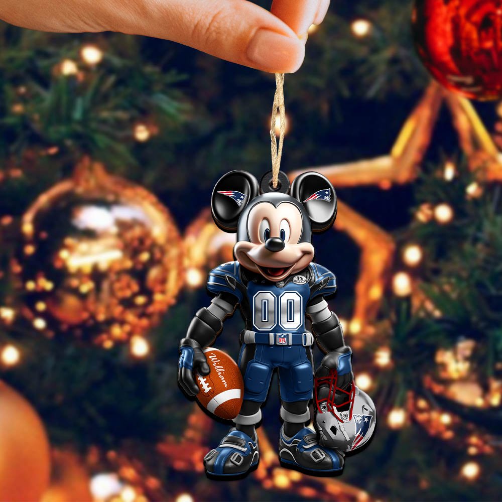Alternative view of New England Patriots 2 Layered Wooden Ornament 2024 Version Personalized Your Name And Number, Sport Ornament, Sport Gifts ETHY-52303