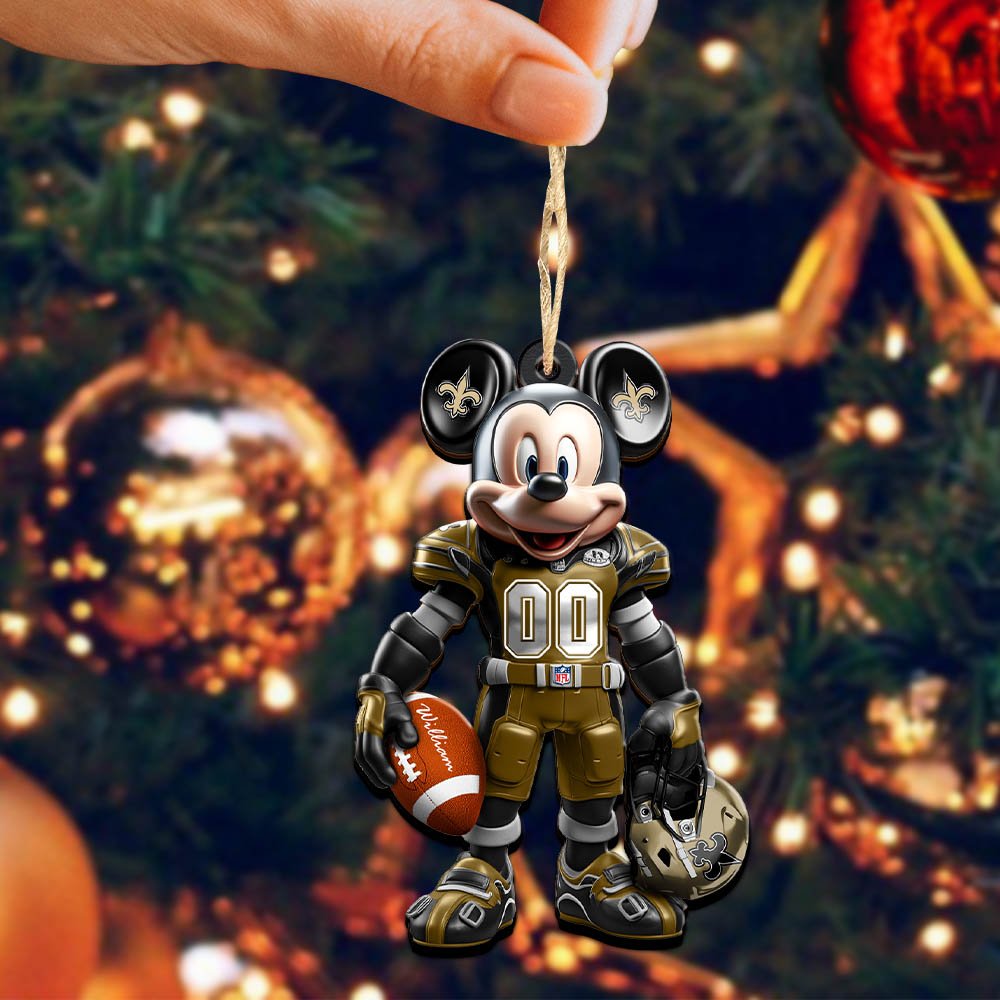 Alternative view of New Orleans Saints 2 Layered Wooden Ornament 2024 Version Personalized Your Name And Number, Sport Ornament, Sport Gifts ETHY-52303