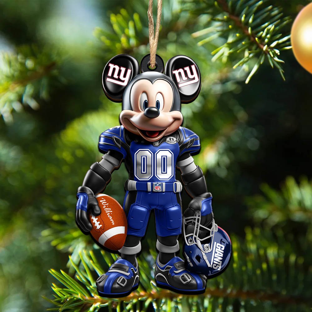 New York Giants 2 Layered Wooden Ornament 2024 Version Personalized Your Name And Number, Sport Ornament, Sport Gifts ETHY-52303