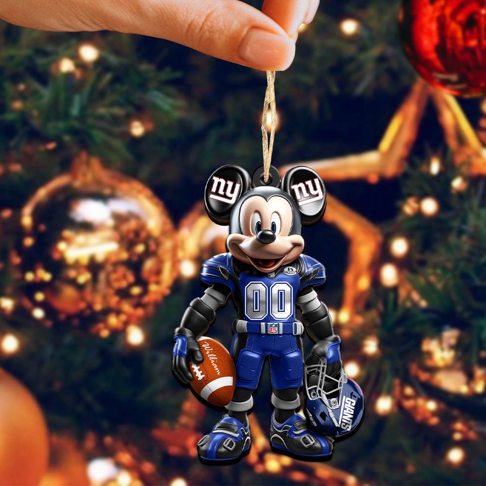 Alternative view of New York Giants 2 Layered Wooden Ornament 2024 Version Personalized Your Name And Number, Sport Ornament, Sport Gifts ETHY-52303