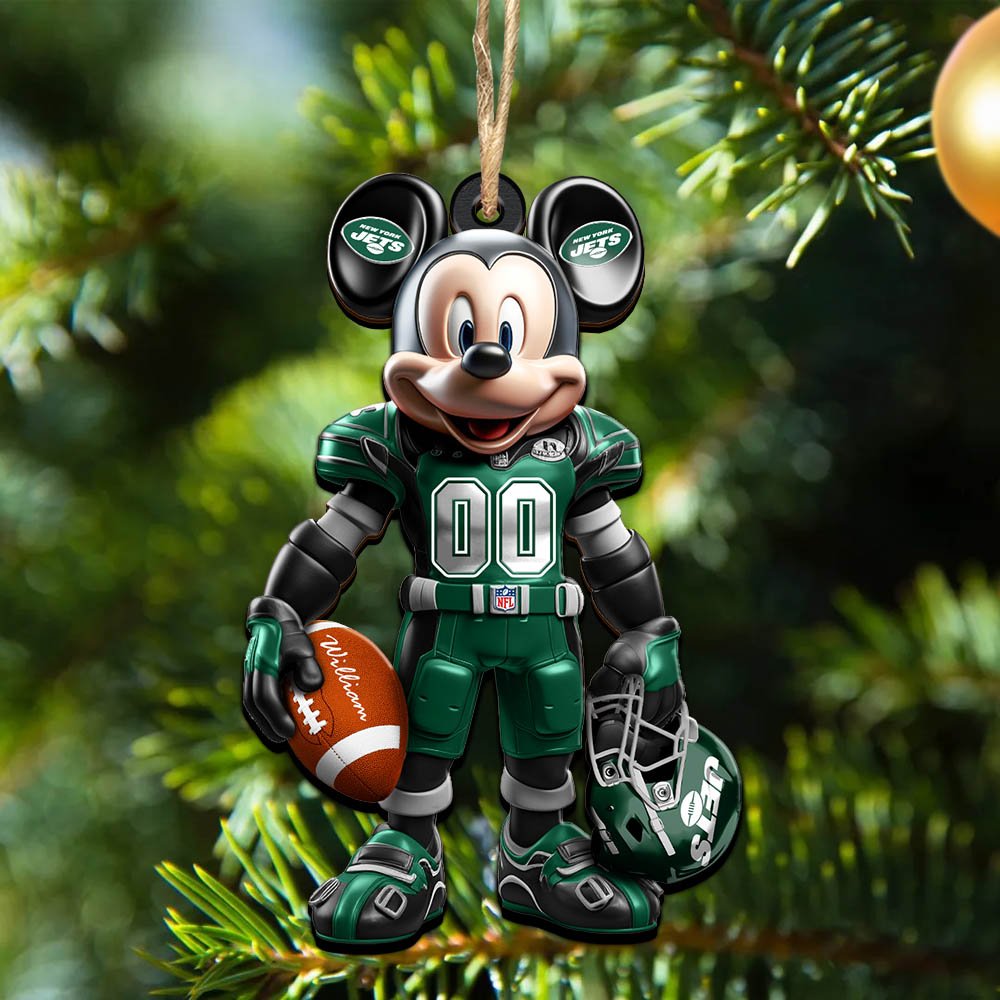 New York Jets 2 Layered Wooden Ornament 2024 Version Personalized Your Name And Number, Sport Ornament, Sport Gifts ETHY-52303