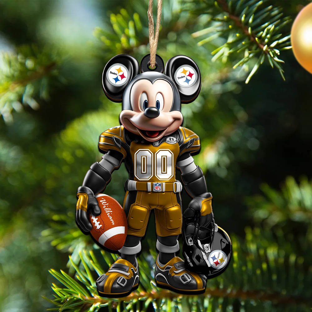 Pittsburgh Steelers 2 Layered Wooden Ornament 2024 Version Personalized Your Name And Number, Sport Ornament, Sport Gifts ETHY-52303
