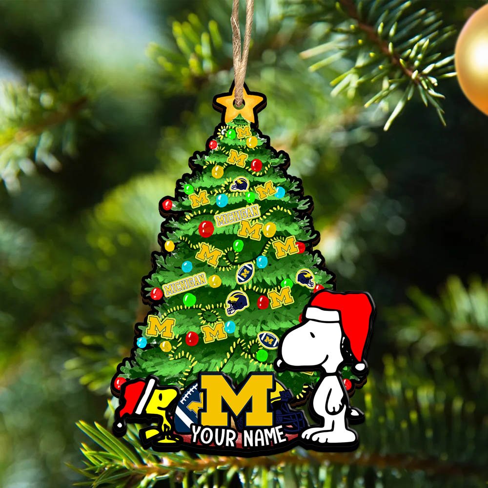 Michigan Wolverines 2Layered Wooden Ornament 2024 Version Custom Name, Sport Team Ornament, Sport Gifts ETHY-52306