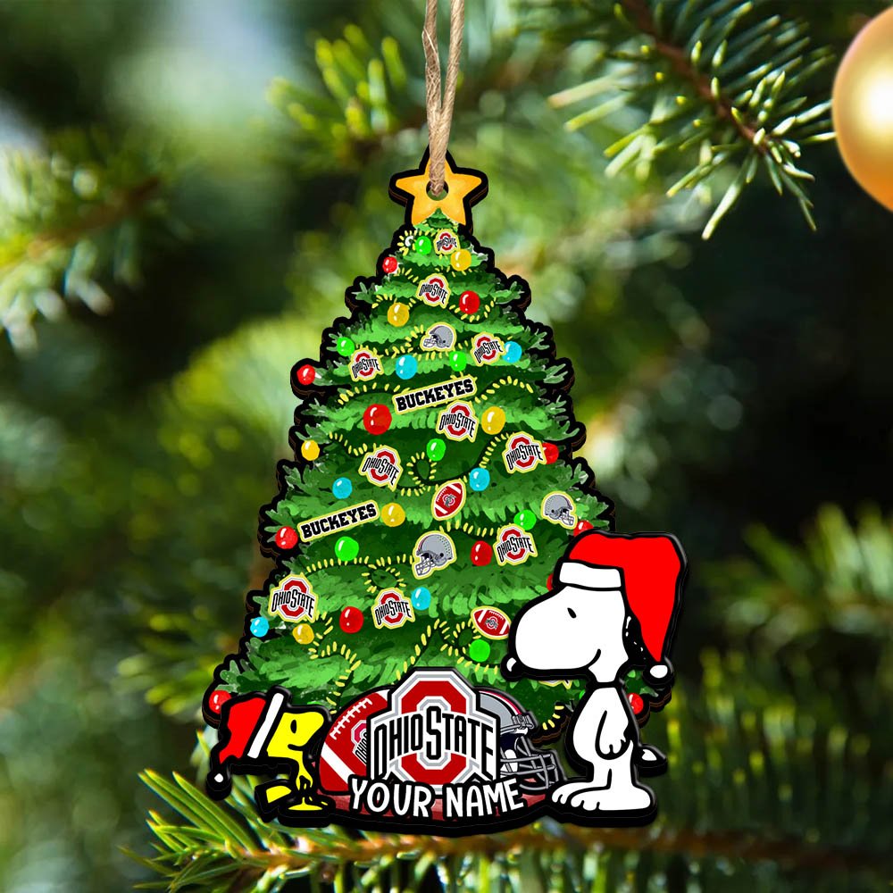 Ohio State Buckeyes 2Layered Wooden Ornament 2024 Version Custom Name, Sport Team Ornament, Sport Gifts ETHY-52306