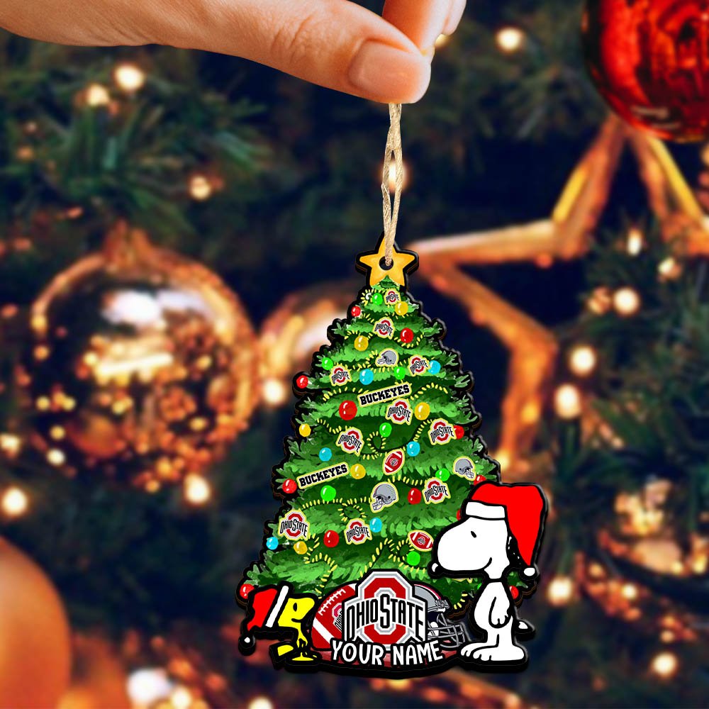 Alternative view of Ohio State Buckeyes 2Layered Wooden Ornament 2024 Version Custom Name, Sport Team Ornament, Sport Gifts ETHY-52306
