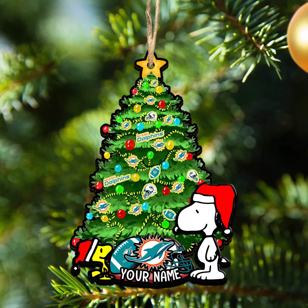 Miami Dolphins 2Layered Wooden Ornament 2024 Version Custom Name, Sport Team Ornament, Sport Gifts ETHY-52306