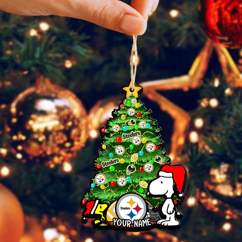 Alternative view of Pittsburgh Steelers 2Layered Wooden Ornament 2024 Version Custom Name, Sport Team Ornament, Sport Gifts ETHY-52306