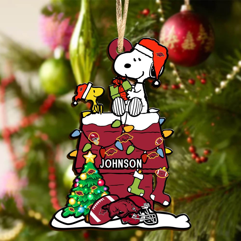 Alternative view of Arkansas Razorbacks Wooden Ornament 2024 Version Personalized Your Name, Sport Ornament, Christmas Gifts For Sport Lovers ETHY-52323