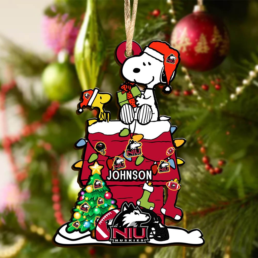 Alternative view of Northern Illinois Huskies Wooden Ornament 2024 Version Personalized Your Name, Sport Ornament, Christmas Gifts For Sport Lovers ETHY-52323