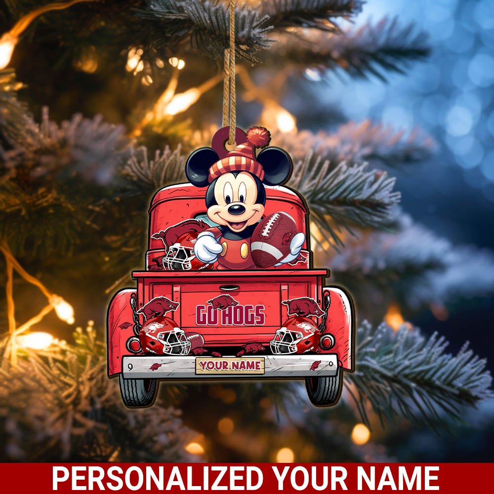 Arkansas Razorbacks Wooden Ornament 2024 Version Personalized Your Name, Sport Ornament For Fans, Christmas Gifts ETHY-52365