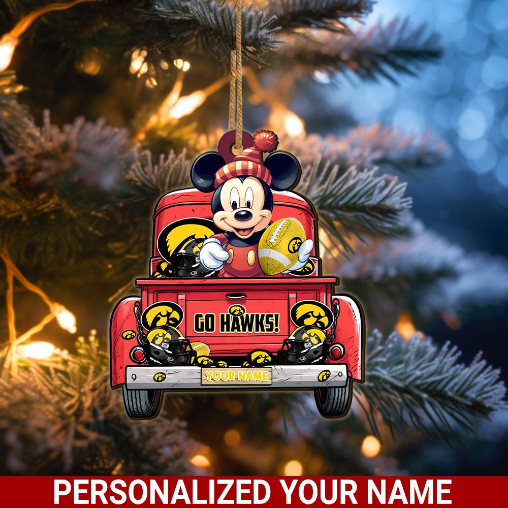 Iowa Hawkeyes Wooden Ornament 2024 Version Personalized Your Name, Sport Ornament For Fans, Christmas Gifts ETHY-52365