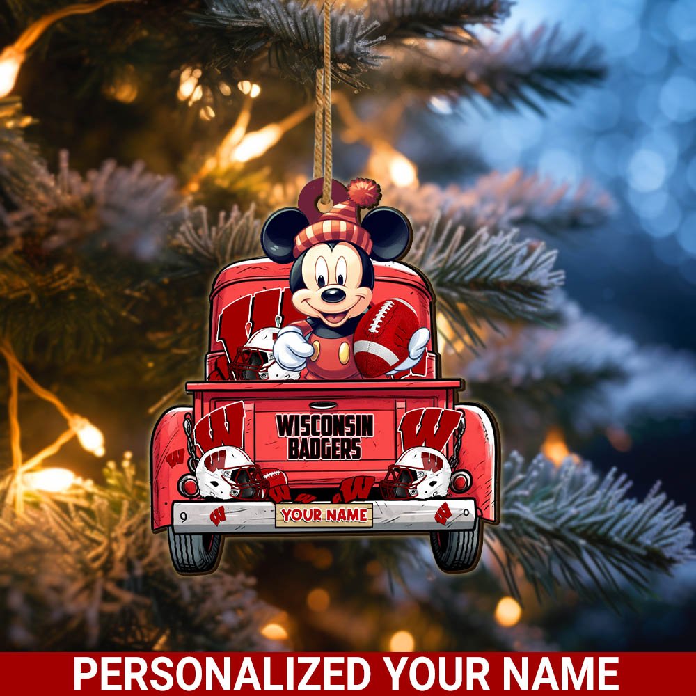 Wisconsin Badgers Wooden Ornament 2024 Version Personalized Your Name, Sport Ornament For Fans, Christmas Gifts ETHY-52365