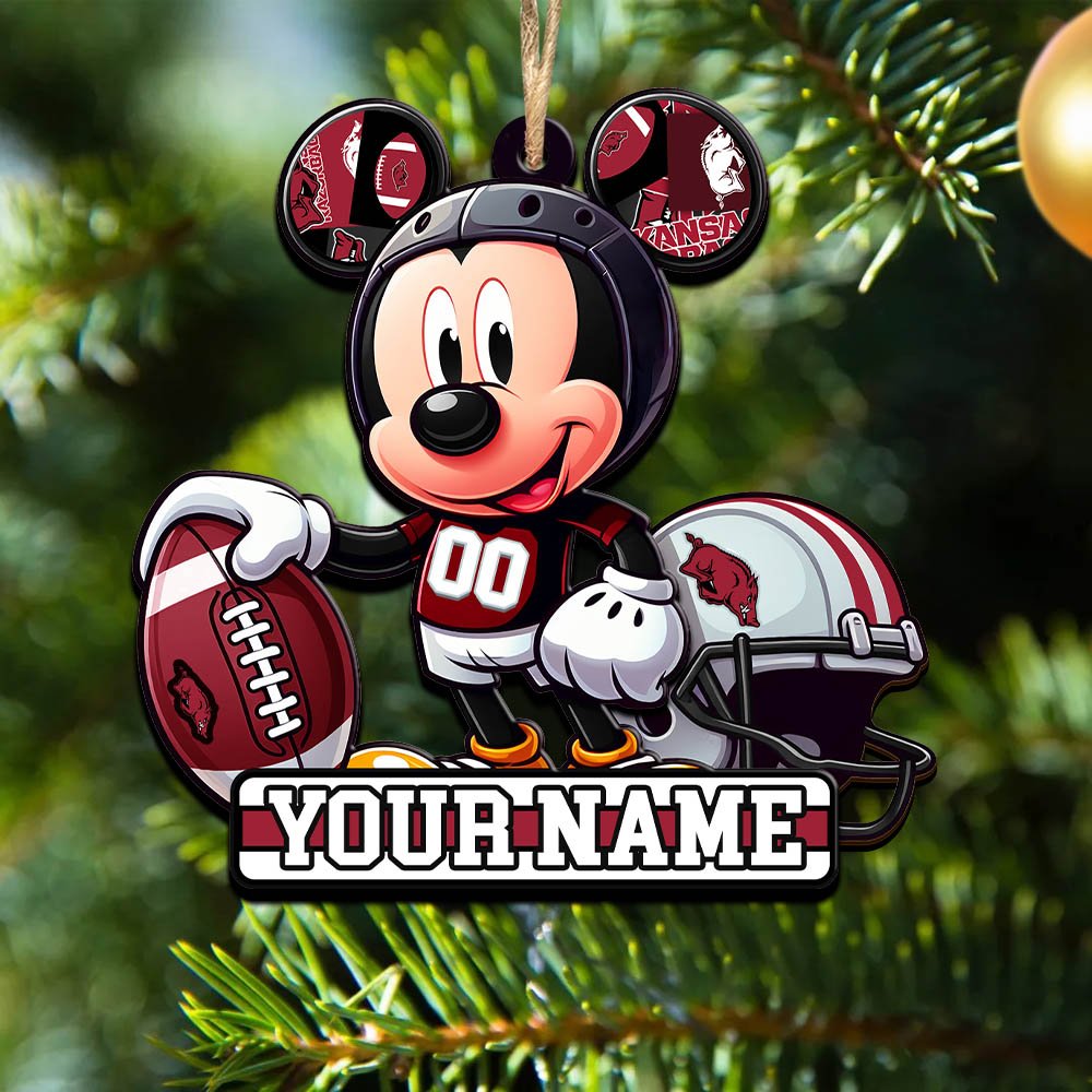 Arkansas Razorbacks 2 Layered Wooden Ornament 2024 Version Personalized Your Name, Football Team Ornament, Football Lover Gifts ETHY-52624