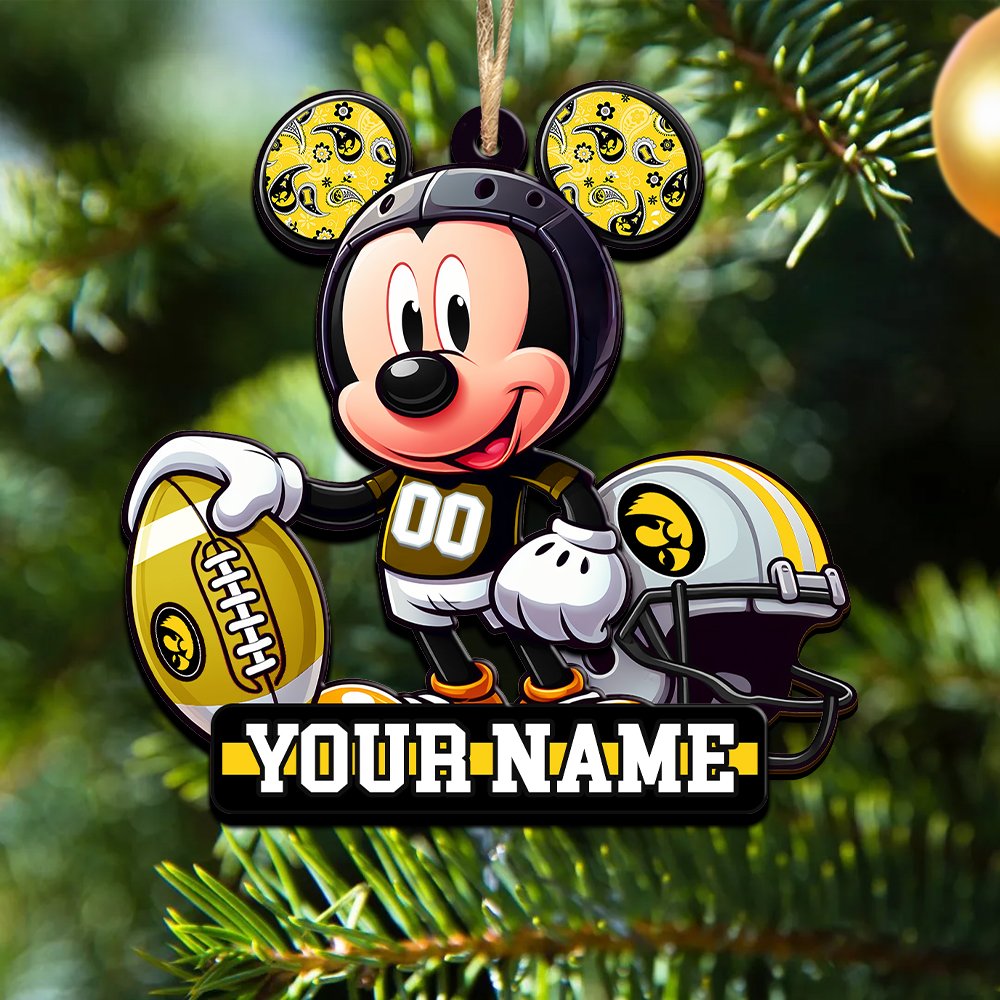Iowa Hawkeyes 2 Layered Wooden Ornament 2024 Version Personalized Your Name, Football Team Ornament, Football Lover Gifts ETHY-52624