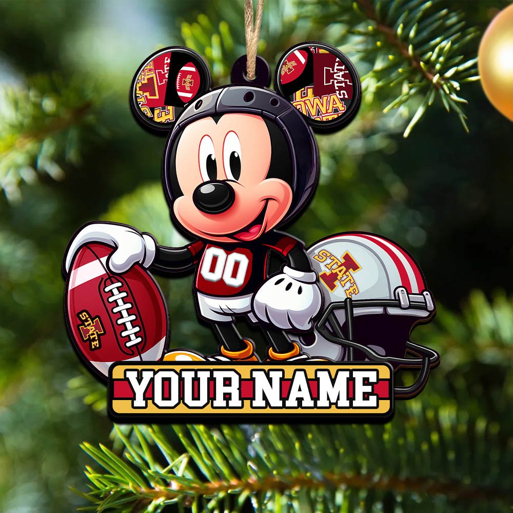 Iowa State Cyclones 2 Layered Wooden Ornament 2024 Version Personalized Your Name, Football Team Ornament, Football Lover Gifts ETHY-52624