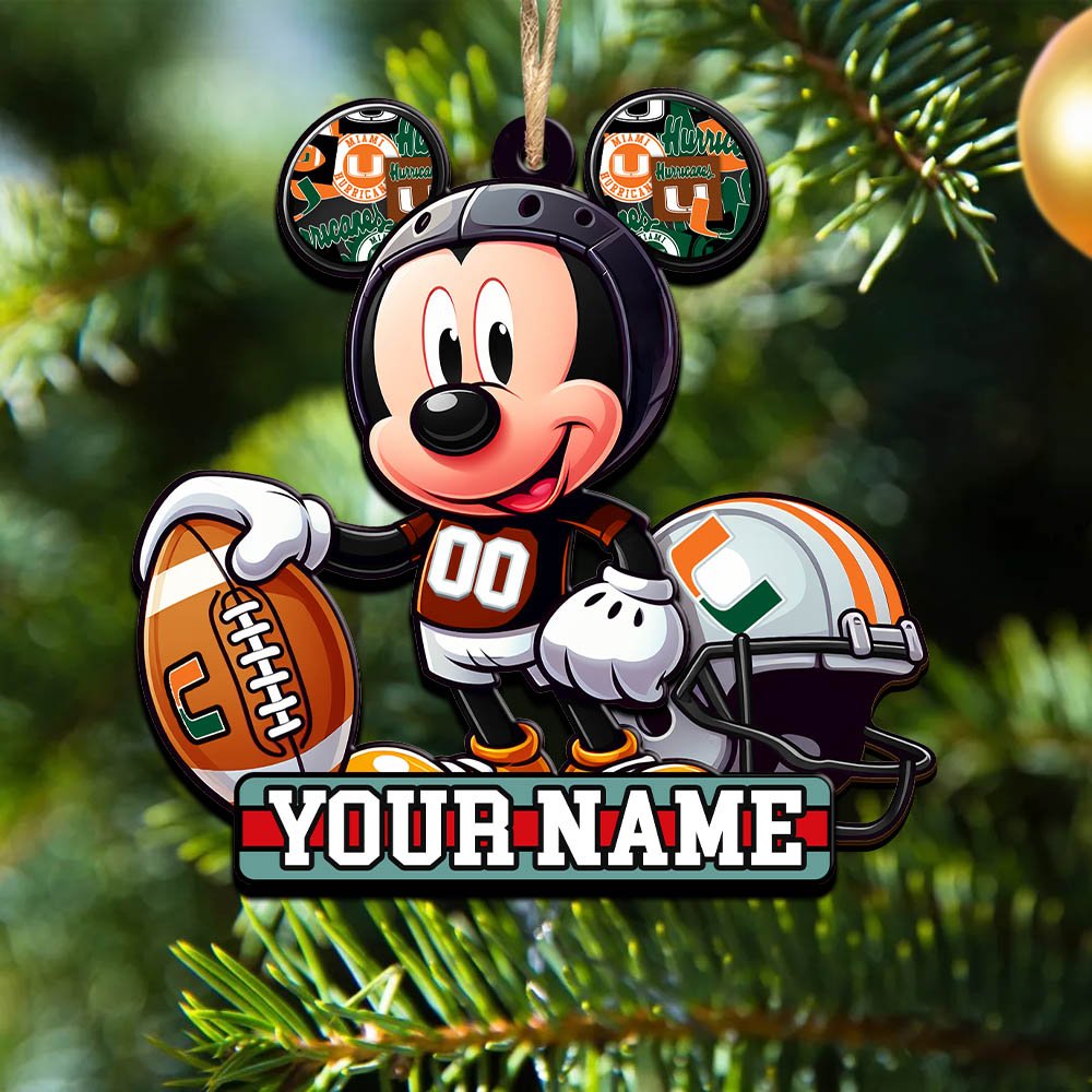 Miami Hurricanes 2 Layered Wooden Ornament 2024 Version Personalized Your Name, Football Team Ornament, Football Lover Gifts ETHY-52624