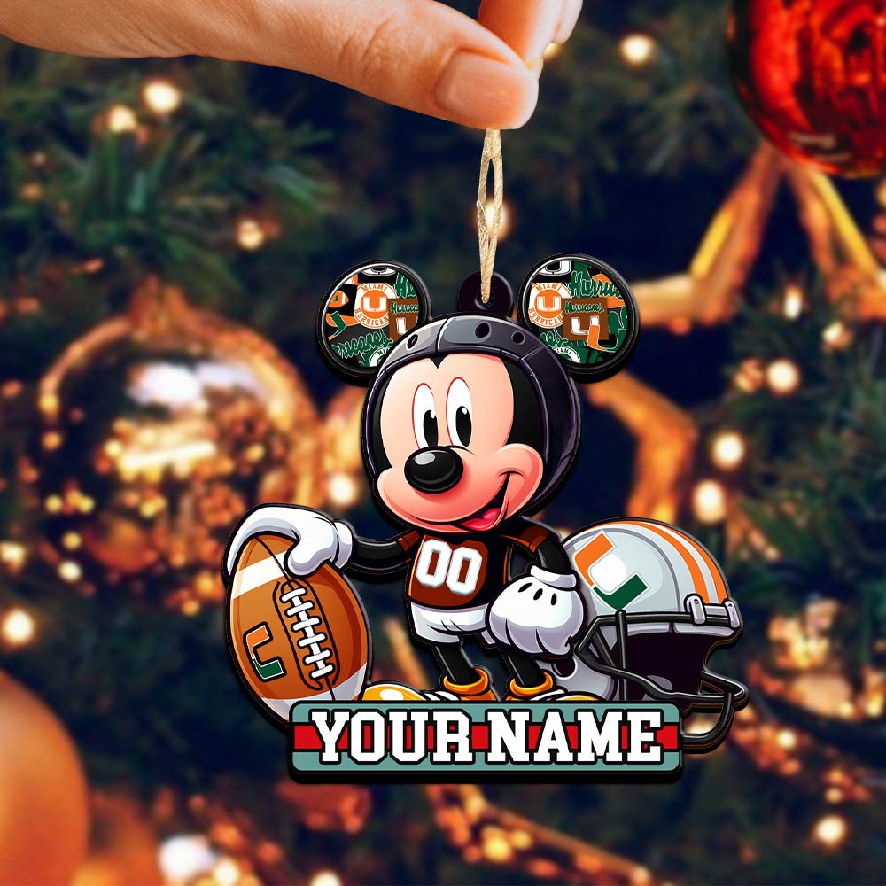 Alternative view of Miami Hurricanes 2 Layered Wooden Ornament 2024 Version Personalized Your Name, Football Team Ornament, Football Lover Gifts ETHY-52624