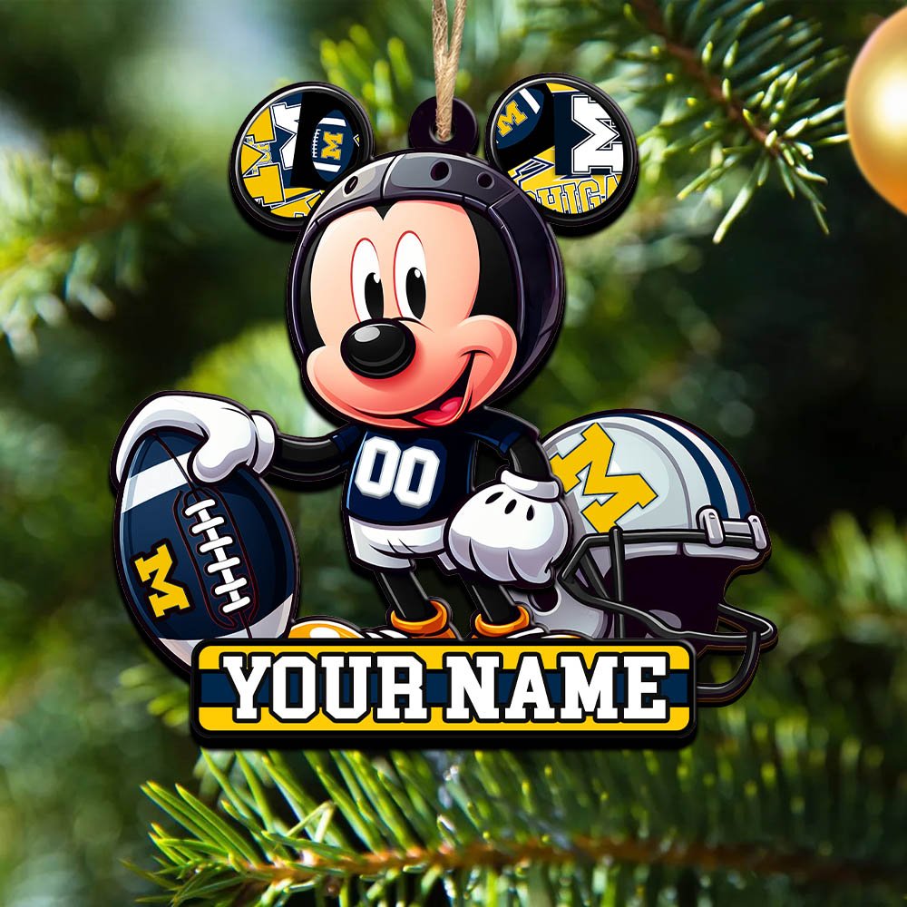Michigan Wolverines 2 Layered Wooden Ornament 2024 Version Personalized Your Name, Football Team Ornament, Football Lover Gifts ETHY-52624