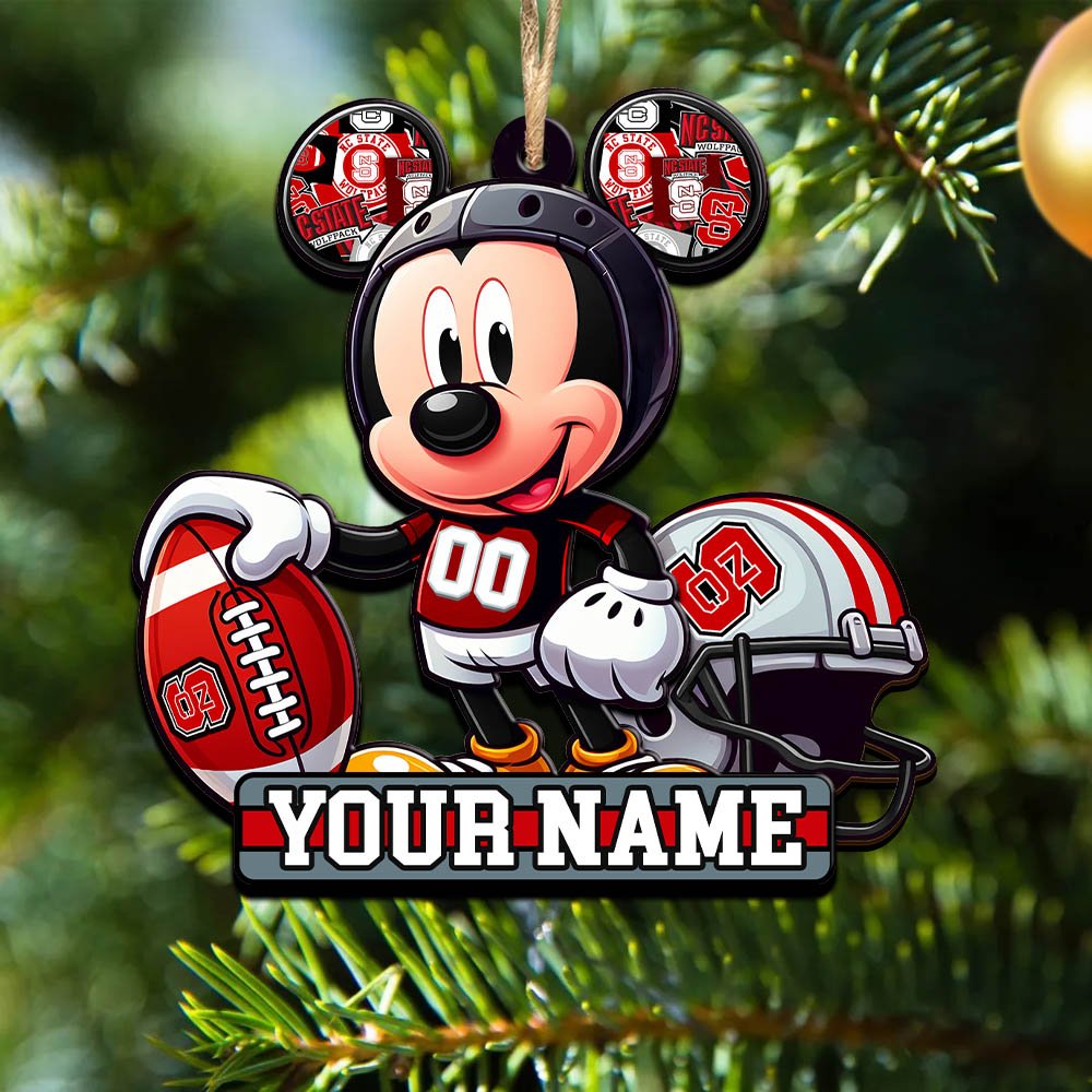 NC State Wolfpack 2 Layered Wooden Ornament 2024 Version Personalized Your Name, Football Team Ornament, Football Lover Gifts ETHY-52624