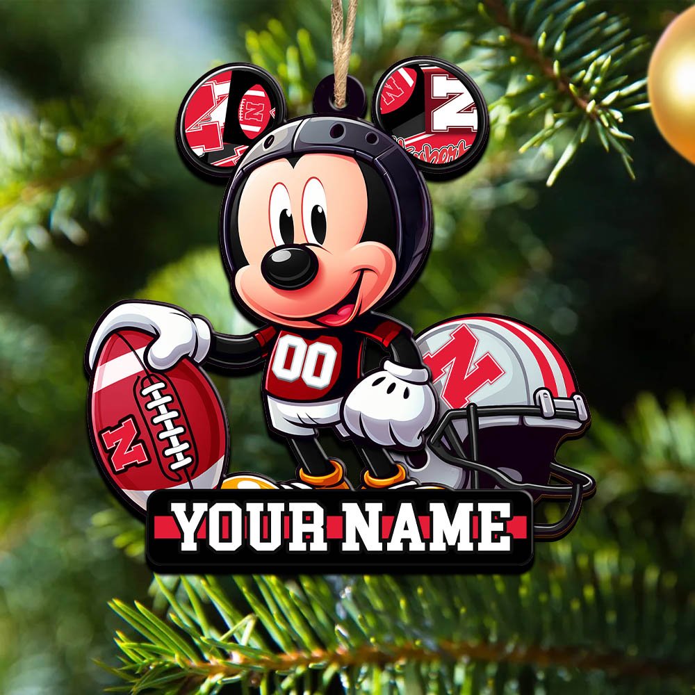 Nebraska Cornhuskers 2 Layered Wooden Ornament 2024 Version Personalized Your Name, Football Team Ornament, Football Lover Gifts ETHY-52624