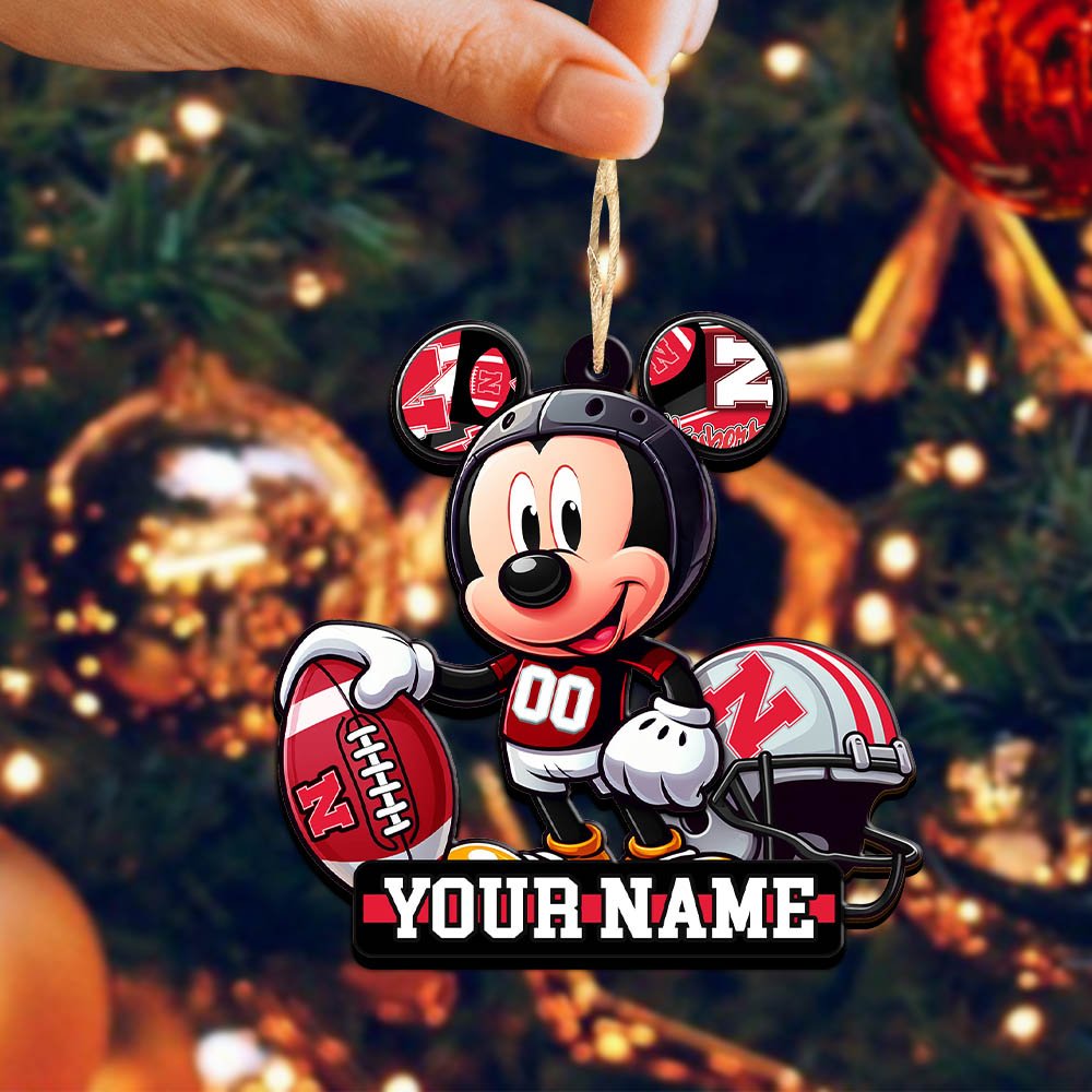 Alternative view of Nebraska Cornhuskers 2 Layered Wooden Ornament 2024 Version Personalized Your Name, Football Team Ornament, Football Lover Gifts ETHY-52624