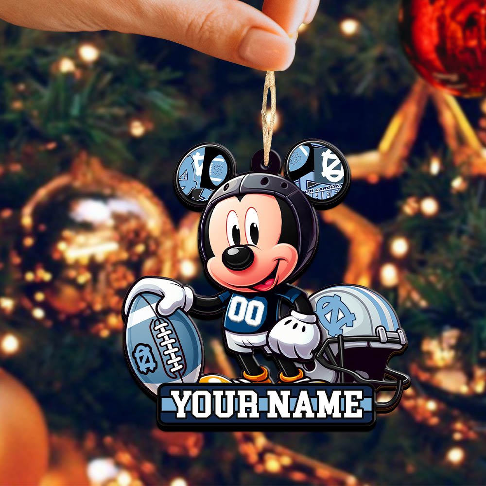 Alternative view of North Carolina Tar Heels 2 Layered Wooden Ornament 2024 Version Personalized Your Name, Football Team Ornament, Football Lover Gifts ETHY-52624