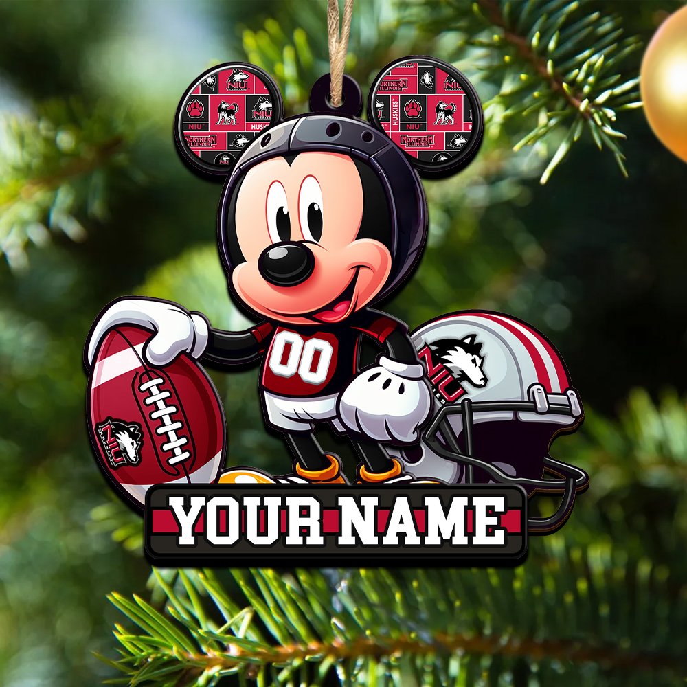 Northern Illinois Huskies 2 Layered Wooden Ornament 2024 Version Personalized Your Name, Football Team Ornament, Football Lover Gifts ETHY-52624