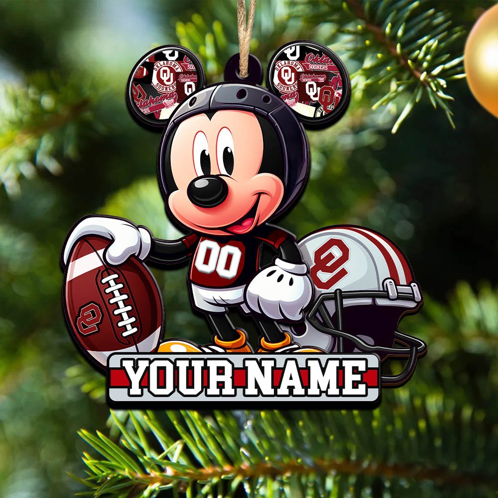 Oklahoma Sooners 2 Layered Wooden Ornament 2024 Version Personalized Your Name, Football Team Ornament, Football Lover Gifts ETHY-52624