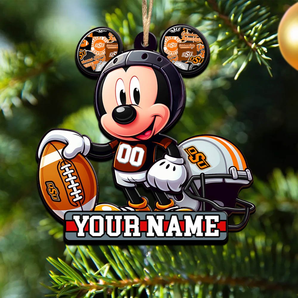 Oklahoma State Cowboys 2 Layered Wooden Ornament 2024 Version Personalized Your Name, Football Team Ornament, Football Lover Gifts ETHY-52624