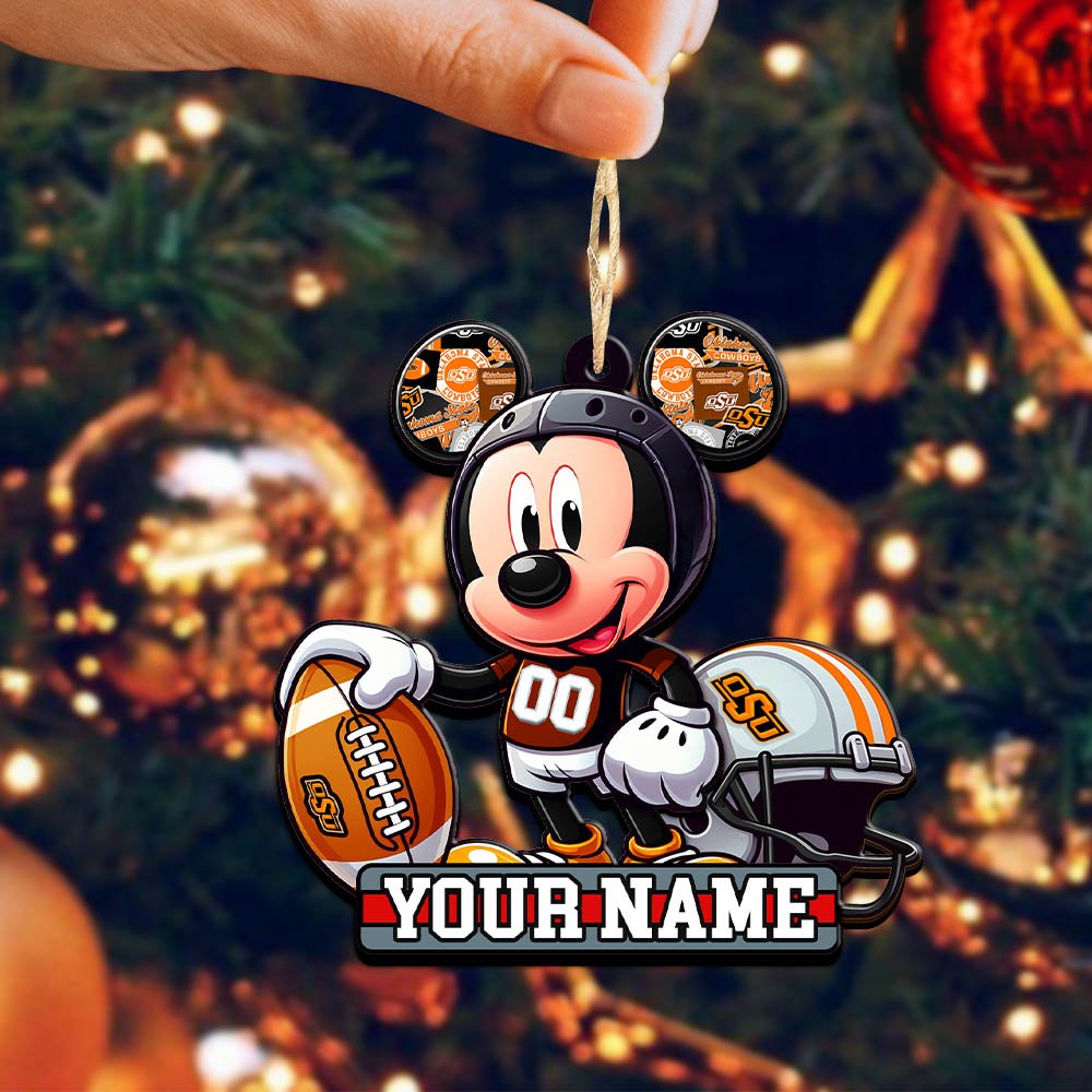 Alternative view of Oklahoma State Cowboys 2 Layered Wooden Ornament 2024 Version Personalized Your Name, Football Team Ornament, Football Lover Gifts ETHY-52624