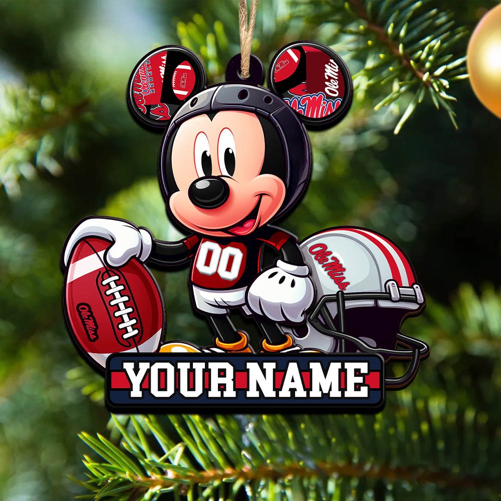 Ole Miss Rebels 2 Layered Wooden Ornament 2024 Version Personalized Your Name, Football Team Ornament, Football Lover Gifts ETHY-52624