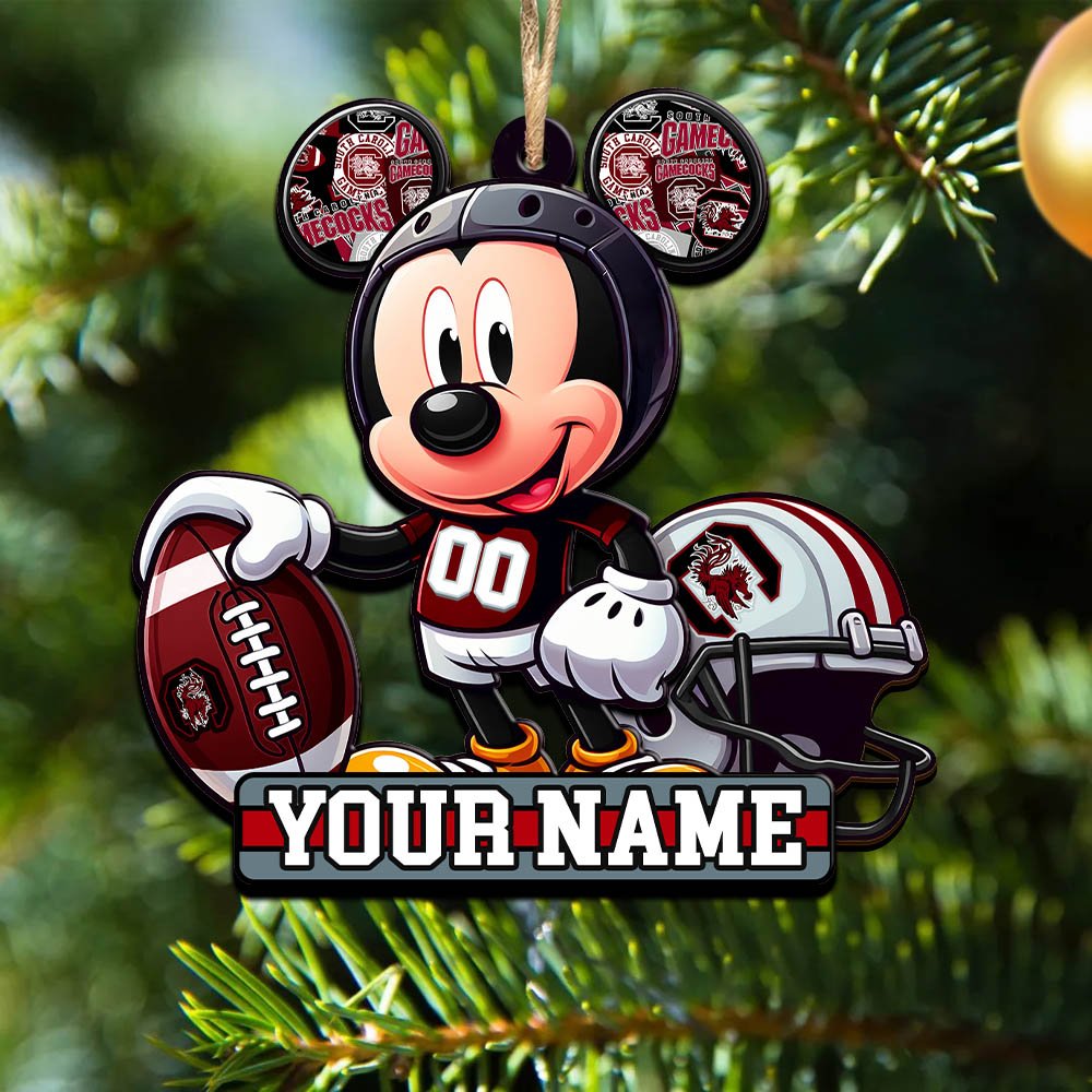 South Carolina Gamecocks 2 Layered Wooden Ornament 2024 Version Personalized Your Name, Football Team Ornament, Football Lover Gifts ETHY-52624