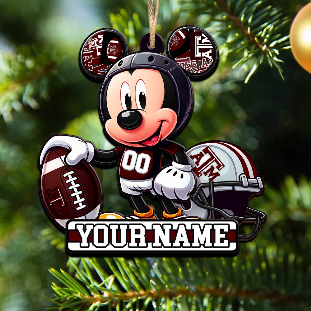 Texas A&M Aggies 2 Layered Wooden Ornament 2024 Version Personalized Your Name, Football Team Ornament, Football Lover Gifts ETHY-52624