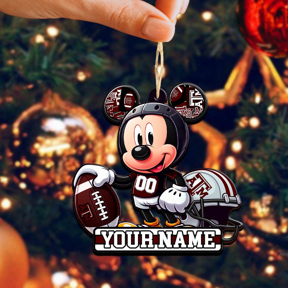 Alternative view of Texas A&M Aggies 2 Layered Wooden Ornament 2024 Version Personalized Your Name, Football Team Ornament, Football Lover Gifts ETHY-52624