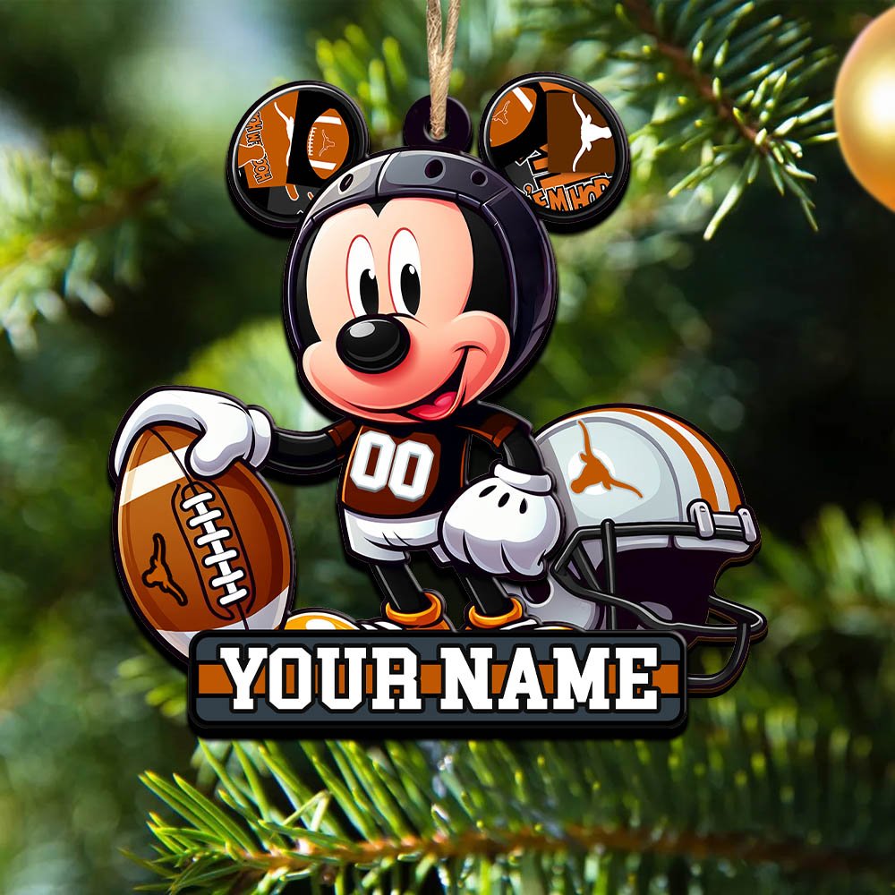Texas Longhorns 2 Layered Wooden Ornament 2024 Version Personalized Your Name, Football Team Ornament, Football Lover Gifts ETHY-52624