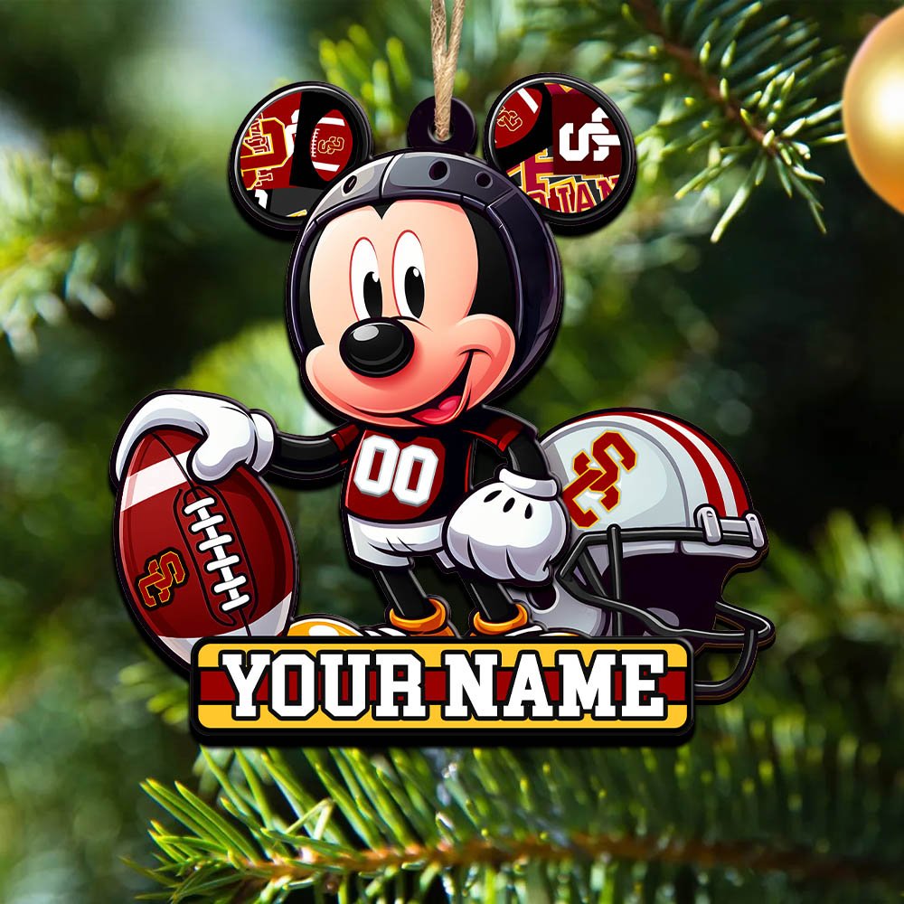 USC Trojans 2 Layered Wooden Ornament 2024 Version Personalized Your Name, Football Team Ornament, Football Lover Gifts ETHY-52624