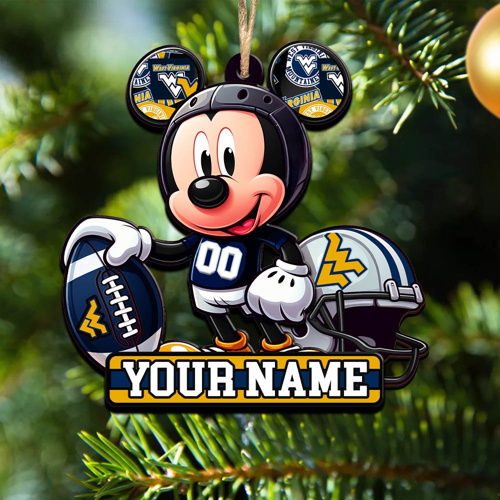 West Virginia Mountaineers 2 Layered Wooden Ornament 2024 Version Personalized Your Name, Football Team Ornament, Football Lover Gifts ETHY-52624