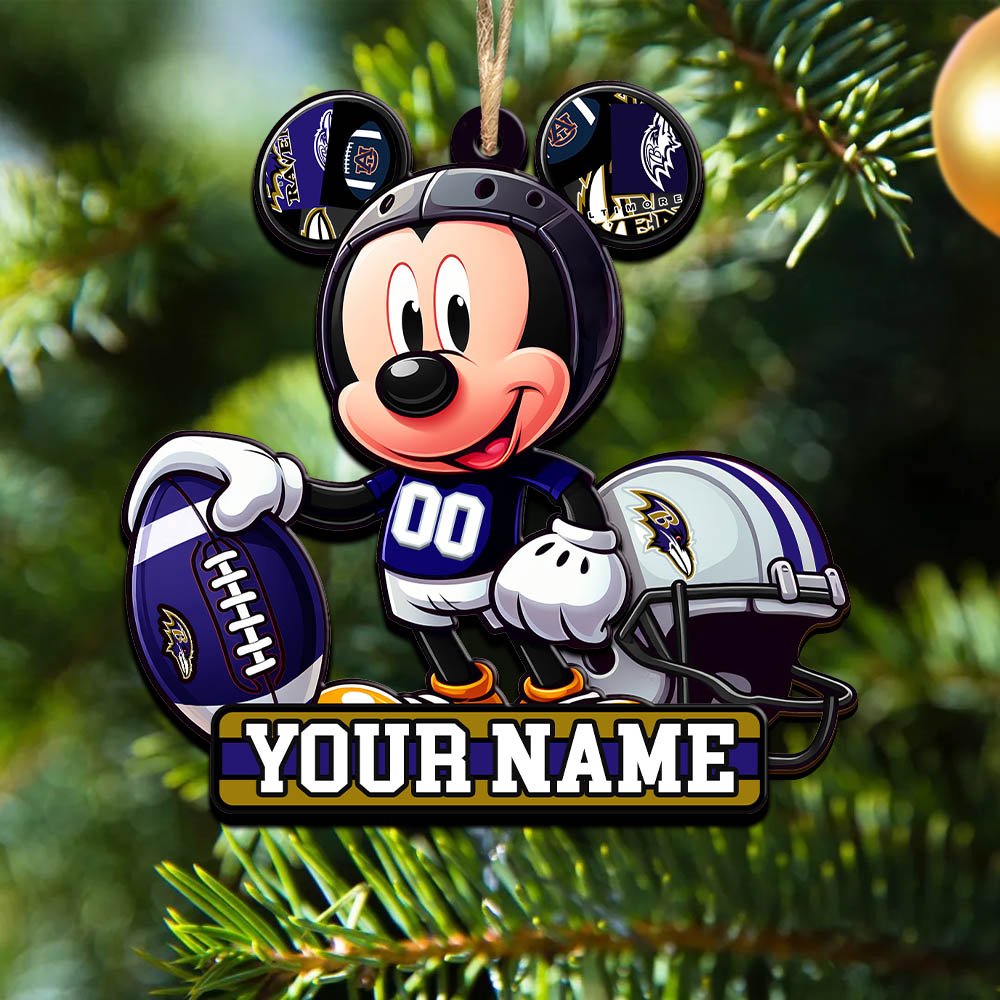 Baltimore Ravens 2 Layered Wooden Ornament 2024 Version Personalized Your Name, Football Team Ornament, Football Lover Gifts ETHY-52624