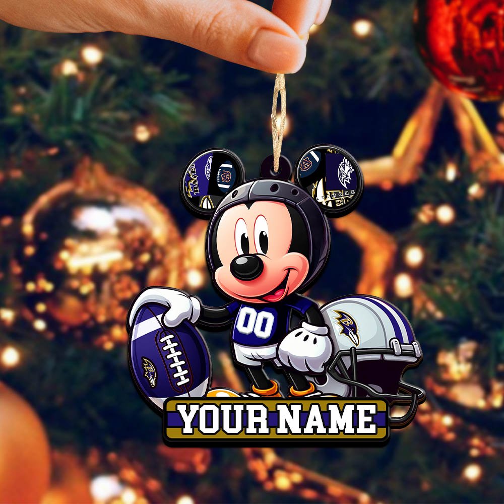 Alternative view of Baltimore Ravens 2 Layered Wooden Ornament 2024 Version Personalized Your Name, Football Team Ornament, Football Lover Gifts ETHY-52624