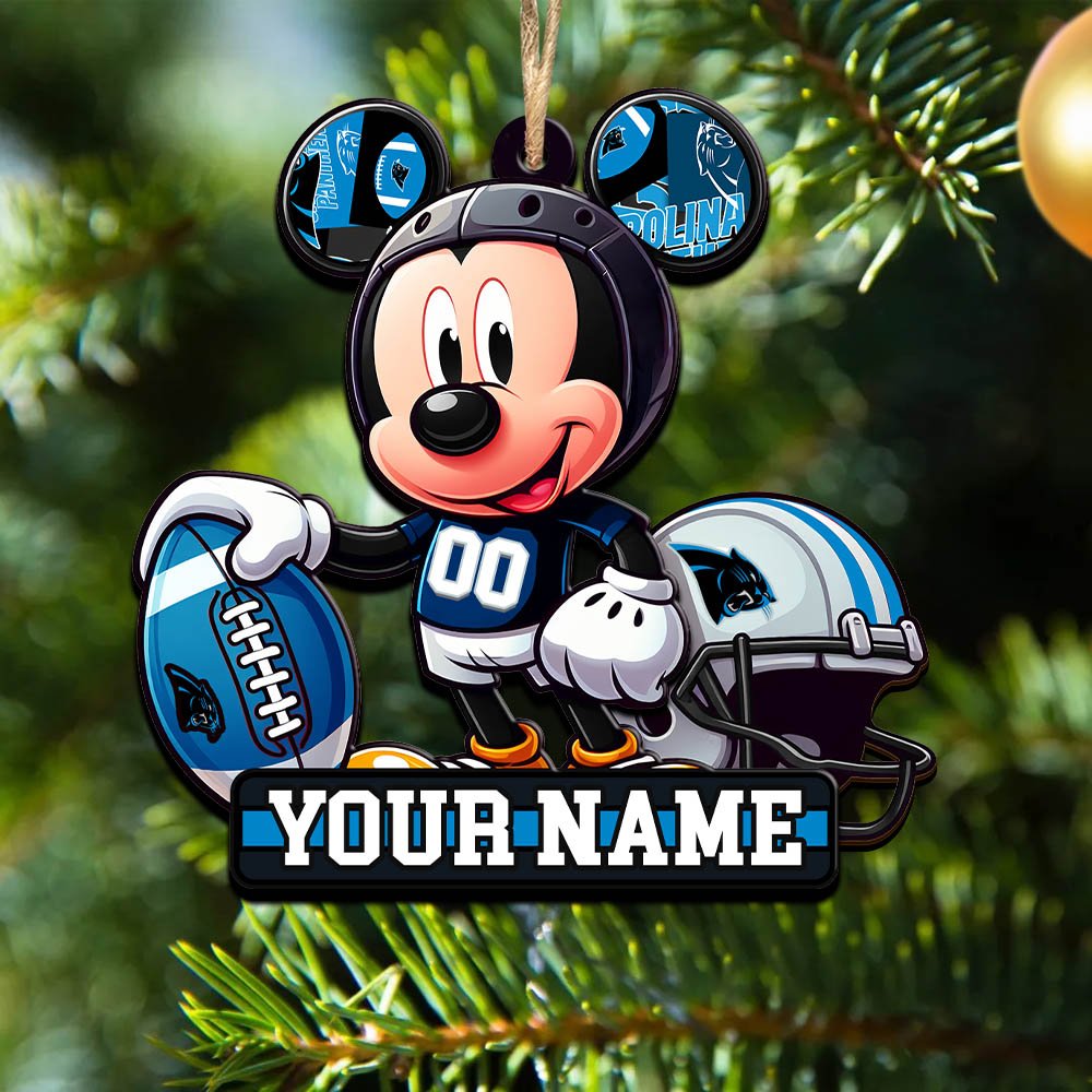 Carolina Panthers 2 Layered Wooden Ornament 2024 Version Personalized Your Name, Football Team Ornament, Football Lover Gifts ETHY-52624