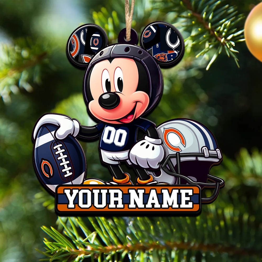 Chicago Bears 2 Layered Wooden Ornament 2024 Version Personalized Your Name, Football Team Ornament, Football Lover Gifts ETHY-52624