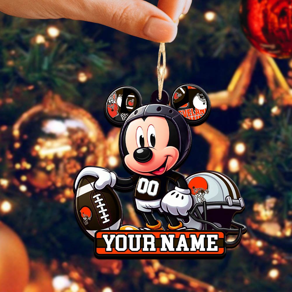 Alternative view of Cleveland Browns 2 Layered Wooden Ornament 2024 Version Personalized Your Name, Football Team Ornament, Football Lover Gifts ETHY-52624