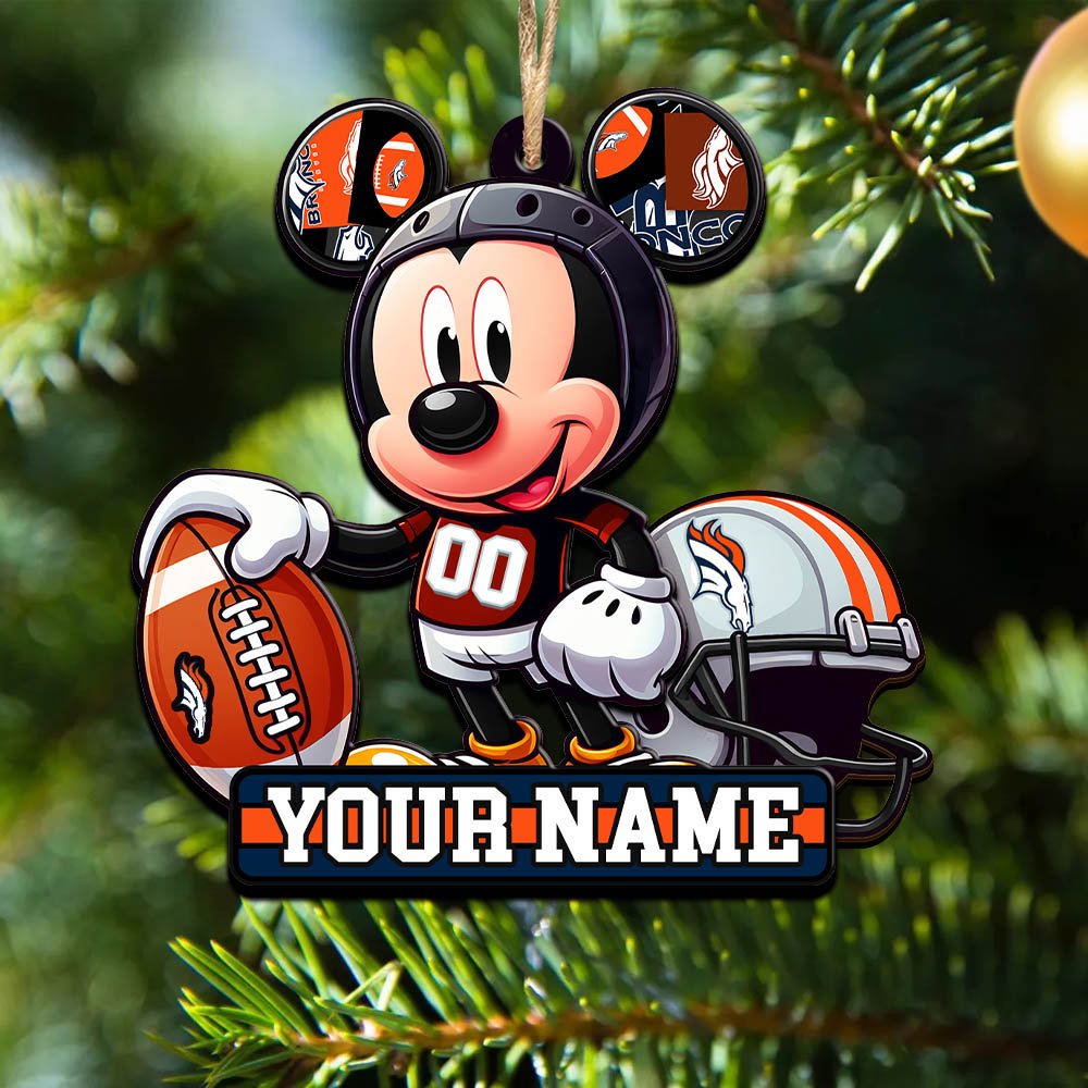Denver Broncos 2 Layered Wooden Ornament 2024 Version Personalized Your Name, Football Team Ornament, Football Lover Gifts ETHY-52624